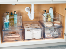 Organize Bathroom Sink With Plastic Stackable Storage Boxes Plastic Stackable Storage Boxes