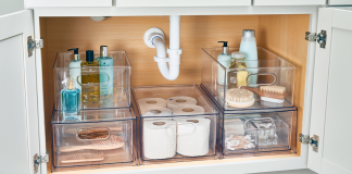 Organize Bathroom Sink With Plastic Stackable Storage Boxes Plastic Stackable Storage Boxes