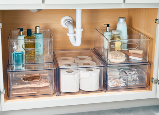 Organize Bathroom Sink With Plastic Stackable Storage Boxes Plastic Stackable Storage Boxes