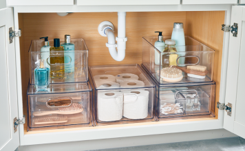 Organize Bathroom Sink With Plastic Stackable Storage Boxes Plastic Stackable Storage Boxes