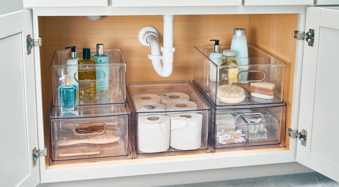 Organize Bathroom Sink With Plastic Stackable Storage Boxes Plastic Stackable Storage Boxes